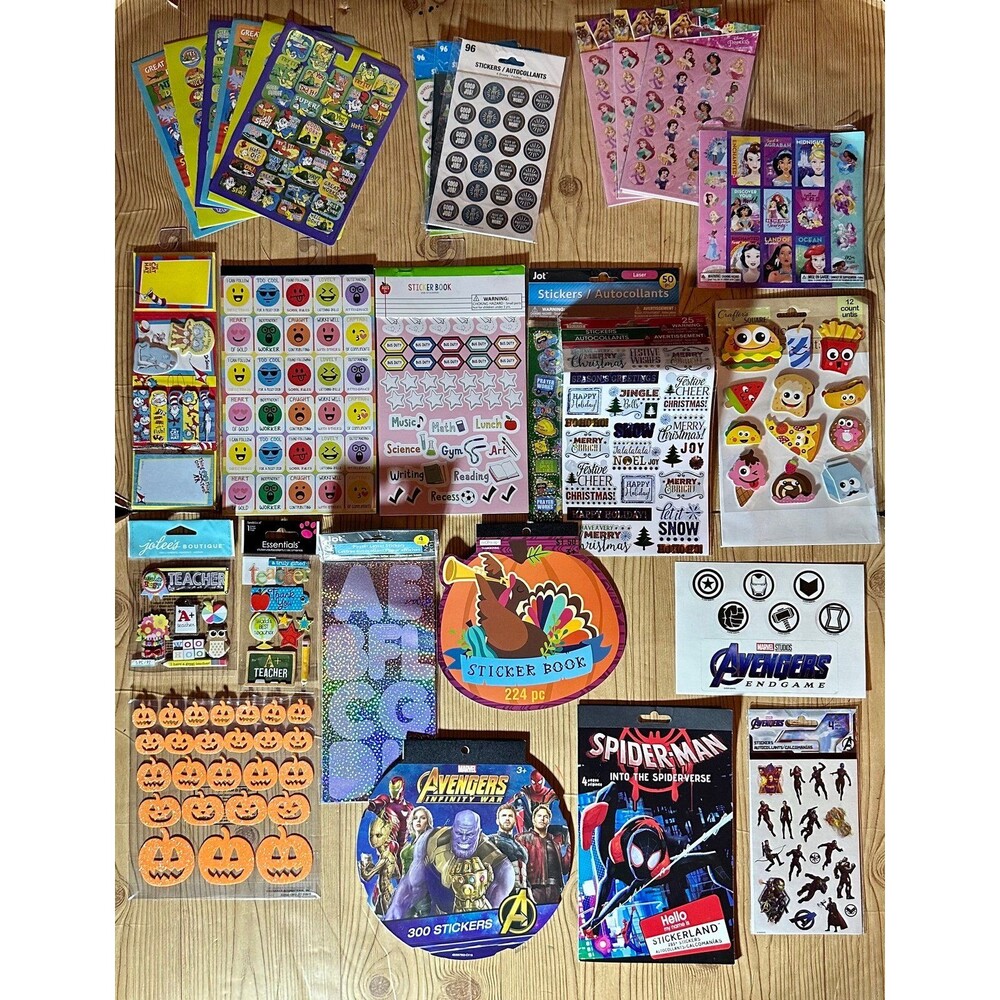 Lot of 500+ Children Stickers - Teacher, Disney, Holidays, Cat in the Hat